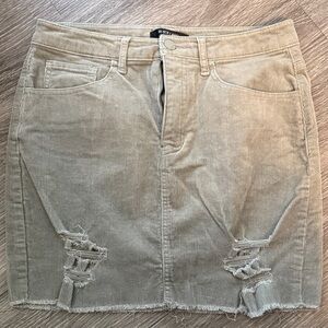 Black label. Distressed Corduroy Mini Skirt in green. Size L